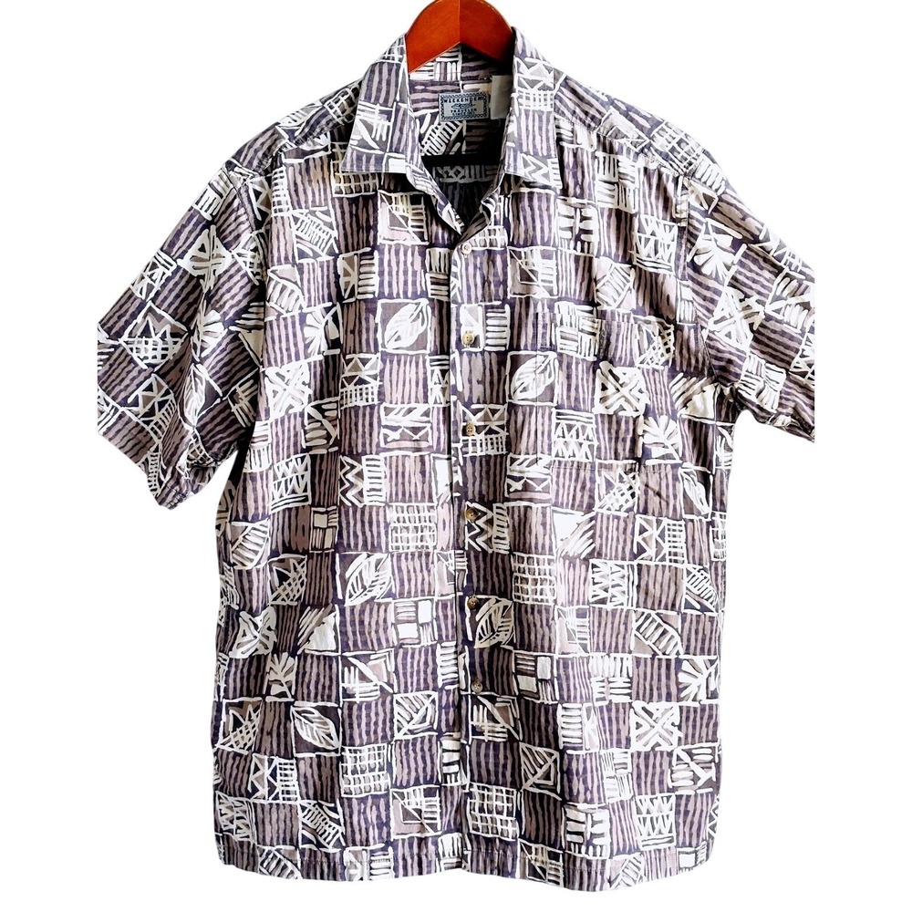 Weekender Hawaiian Shirt Short Sleeve Button-up Brown & Beige XL Vintage